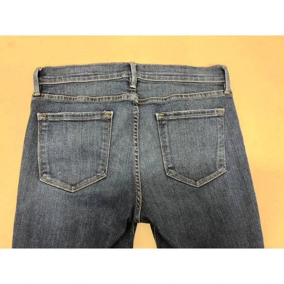 FRAME Le Skinny de Jeanne Jeans Women 29 Blue Excellent Raw Staggered Hem Astell - Picture 5 of 8